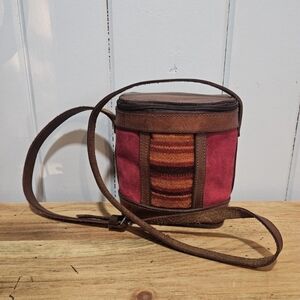 Leather & Suede Crossbody Zipper Drum Purse Bolivia